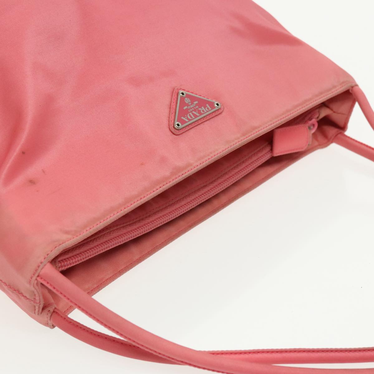 PRADA Tote Bag Nylon Pink Silver Auth 98798