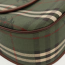 Burberrys Nova Check Shoulder Bag PVC Leather Green Gold Auth 98800V-14