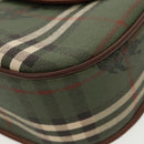 Burberrys Nova Check Shoulder Bag PVC Leather Green Gold Auth 98800V-15
