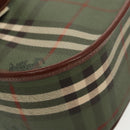 Burberrys Nova Check Shoulder Bag PVC Leather Green Gold Auth 98800V-16