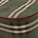 Burberrys Nova Check Shoulder Bag PVC Leather Green Gold Auth 98800V-9