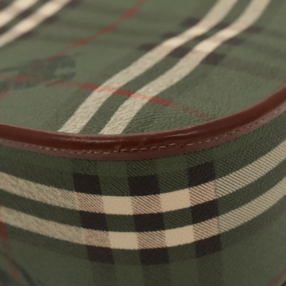 Burberrys Nova Check Shoulder Bag PVC Leather Green Gold Auth 98800V