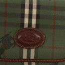 Burberrys Nova Check Shoulder Bag PVC Leather Green Gold Auth 98800V-17