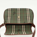 Burberrys Nova Check Shoulder Bag PVC Leather Green Gold Auth 98800V-10