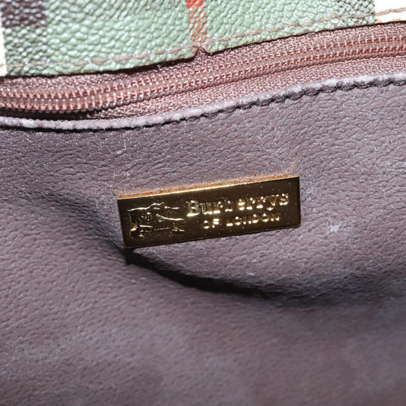 Burberrys Nova Check Shoulder Bag PVC Leather Green Gold Auth 98800V
