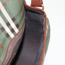 Burberrys Nova Check Shoulder Bag PVC Leather Green Gold Auth 98800V-20