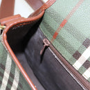 Burberrys Nova Check Shoulder Bag PVC Leather Green Gold Auth 98800V-22