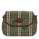 Burberrys Nova Check Shoulder Bag PVC Leather Green Gold Auth 98800V-13