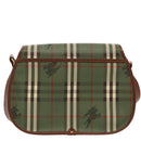 Burberrys Nova Check Shoulder Bag PVC Leather Green Gold Auth 98800V-2