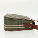 Burberrys Nova Check Shoulder Bag PVC Leather Green Gold Auth 98800V-3
