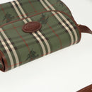 Burberrys Nova Check Shoulder Bag PVC Leather Green Gold Auth 98800V-6