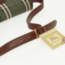 Burberrys Nova Check Shoulder Bag PVC Leather Green Gold Auth 98800V-7