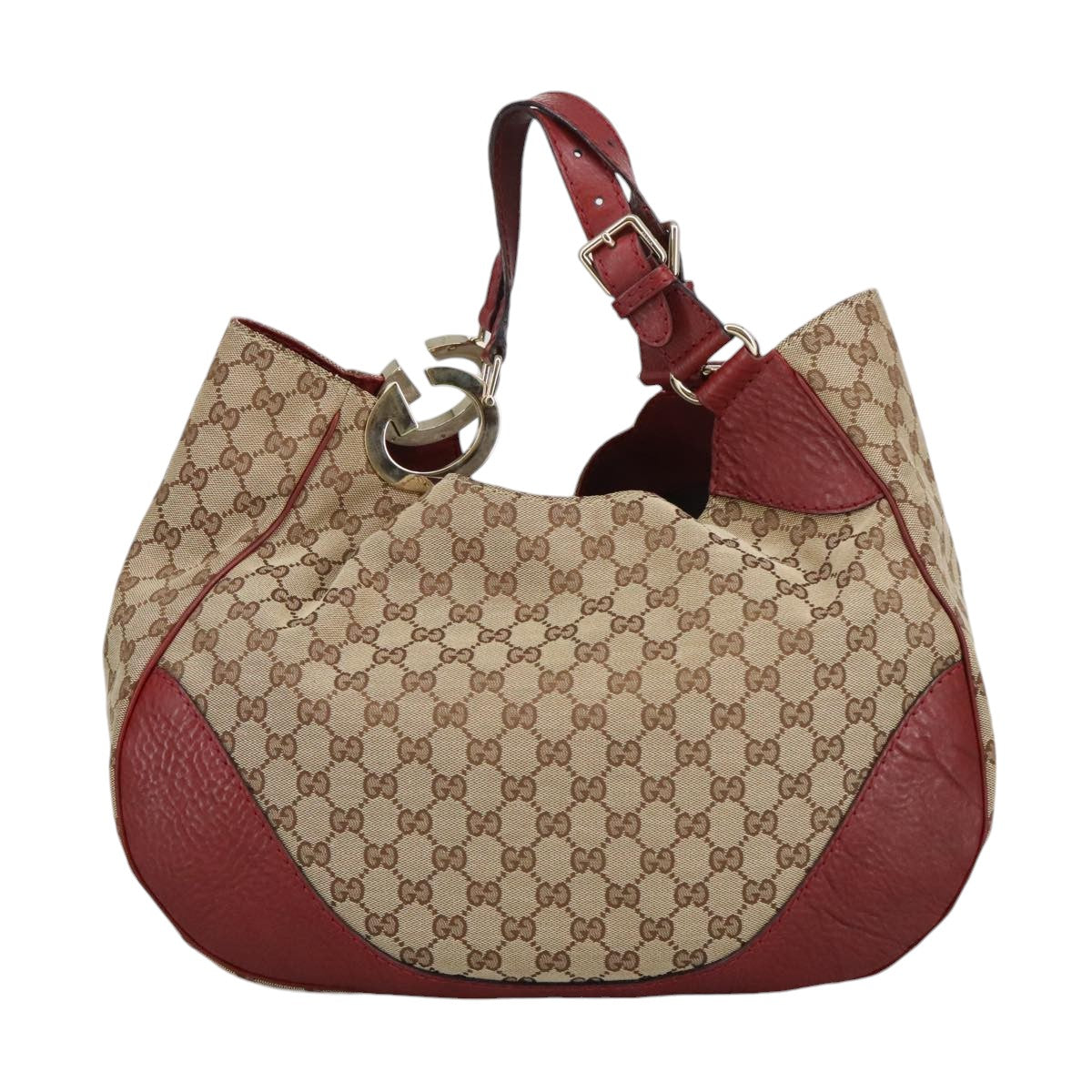 GUCCI GG Canvas Shoulder Bag Beige Bordeaux Gold 203504 Auth 98813 - 0