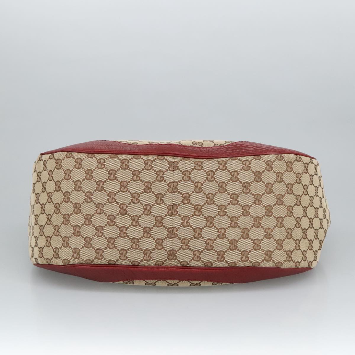 GUCCI GG Canvas Shoulder Bag Beige Bordeaux Gold 203504 Auth 98813