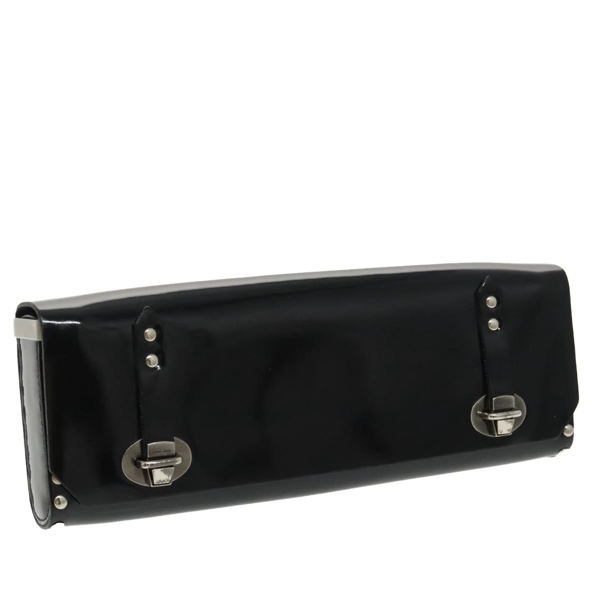 MIU MIU Archive Bijou Patent Leather Black Ribbon Clutch Bag