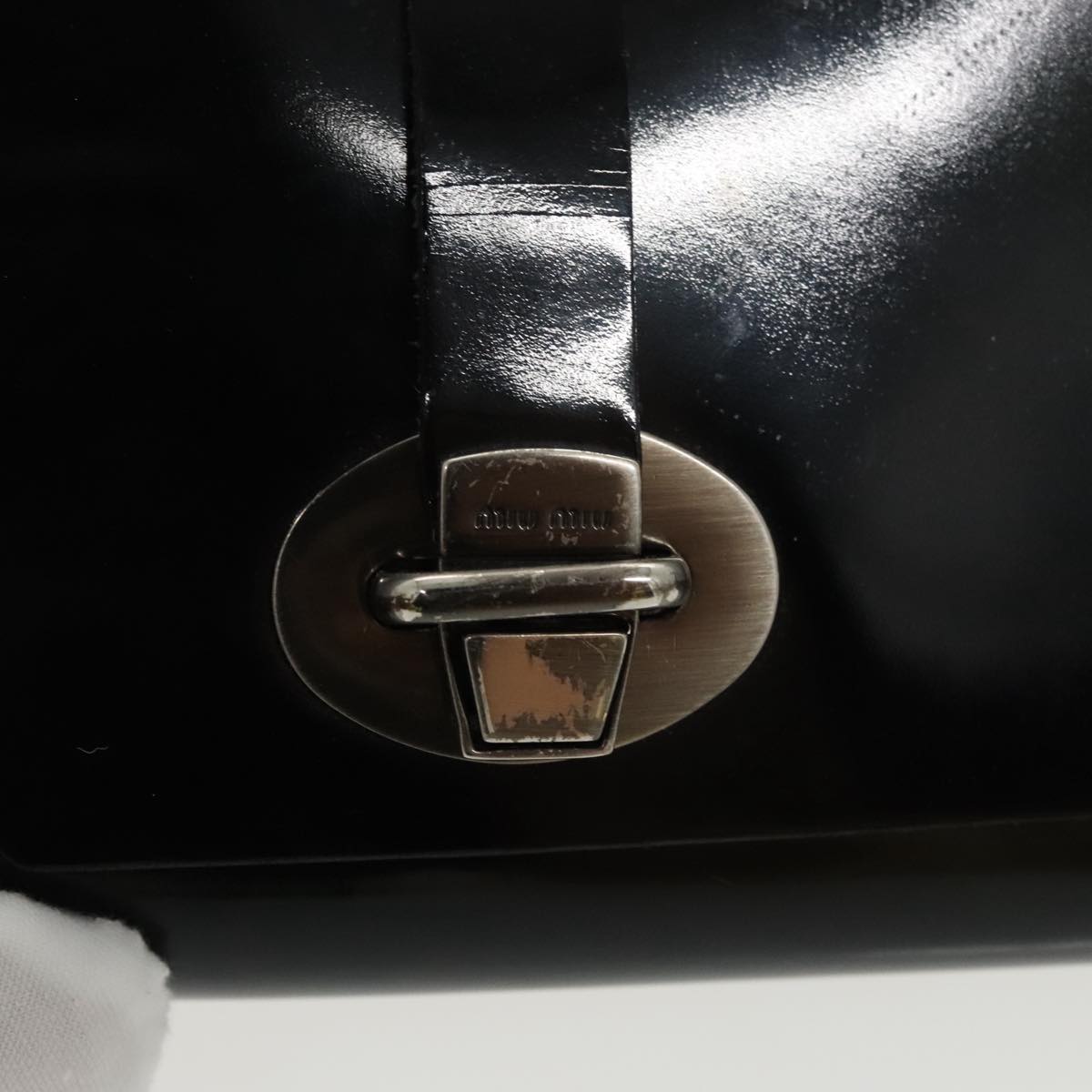 Miu Miu Clutch Bag Patent leather Black Auth 98820