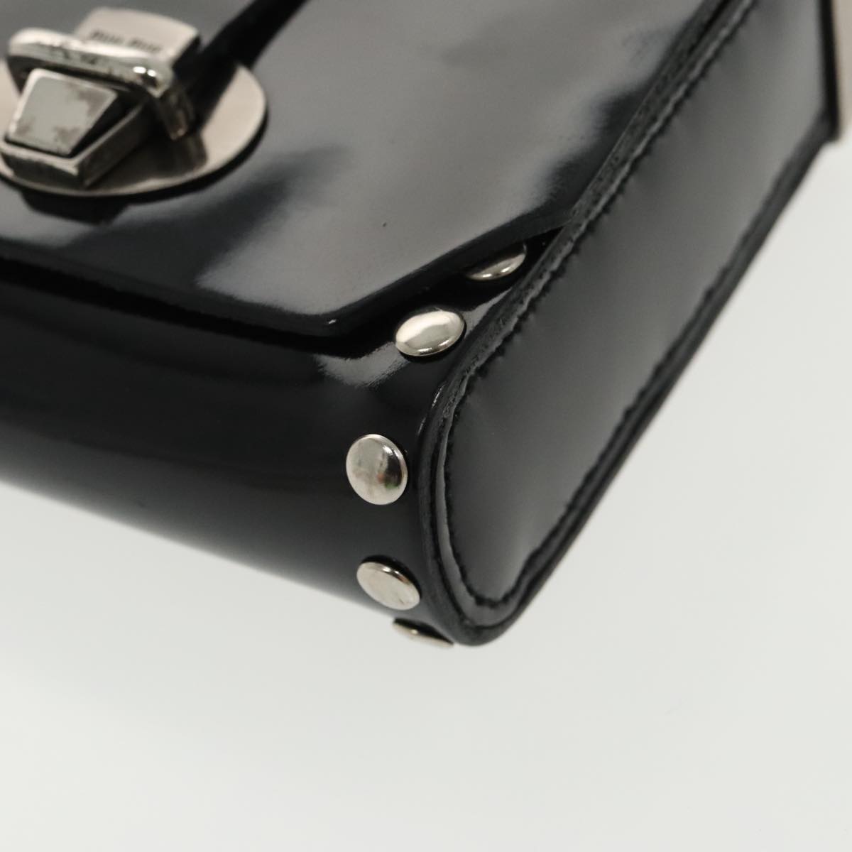 Miu Miu Clutch Bag Patent leather Black Auth 98820