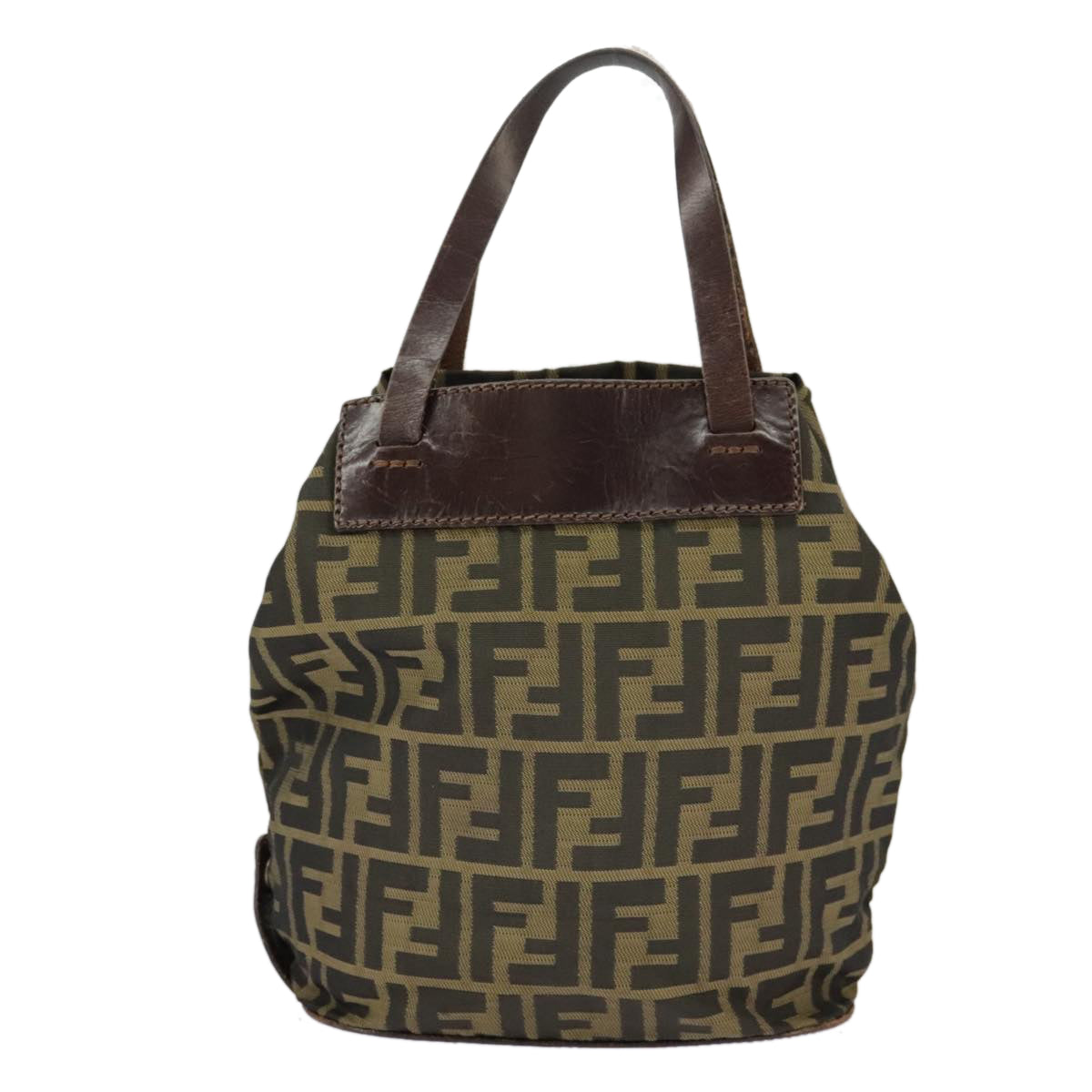 FENDI Zucca Canvas Hand Bag Brown Black Auth 98827 - 0