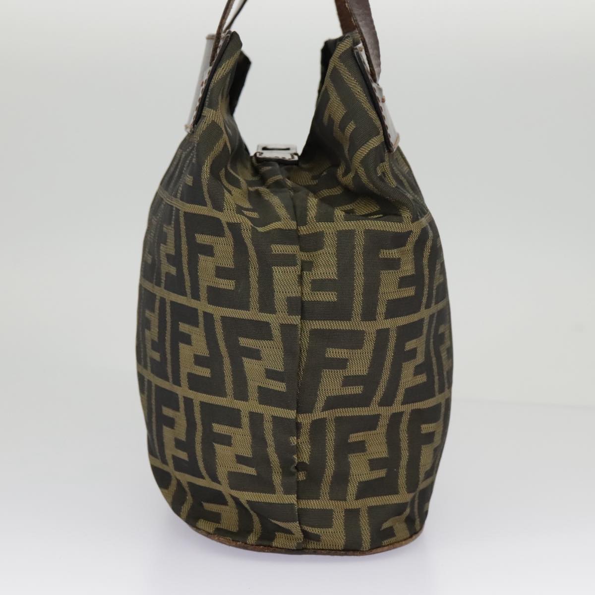 FENDI Zucca Canvas Hand Bag Brown Black Auth 98827