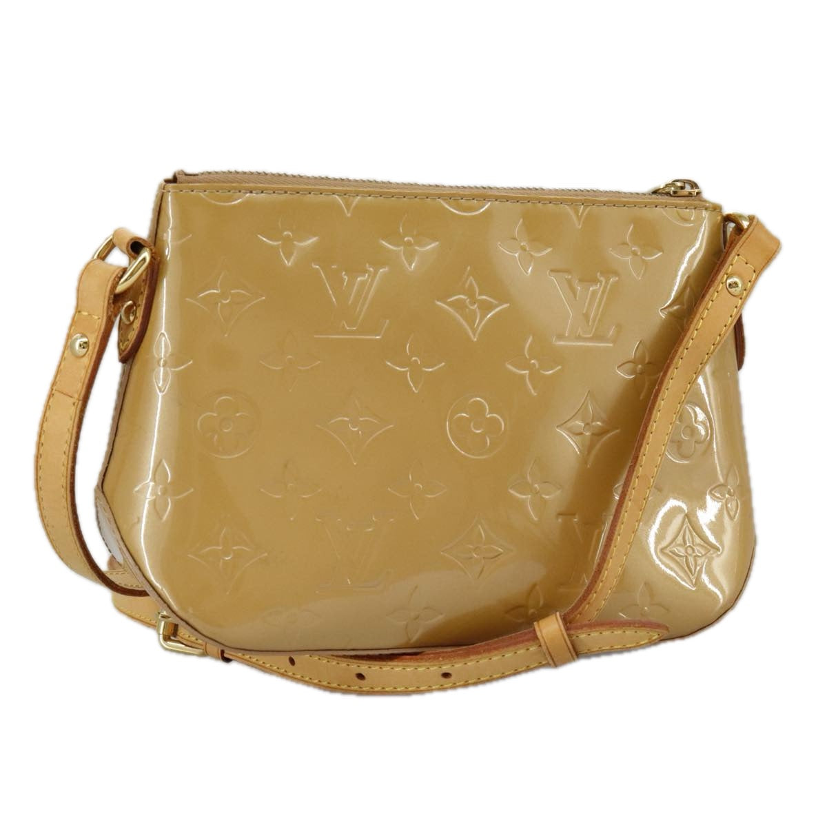 LOUIS VUITTON Monogram Vernis Minna Street Bag Noisette M91508 LV Auth 98834