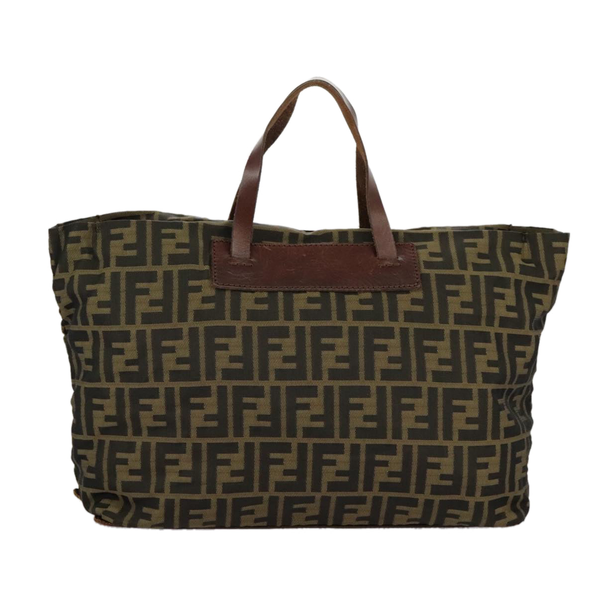 FENDI Zucca Canvas Tote Bag Brown Black Auth 98835 - 0