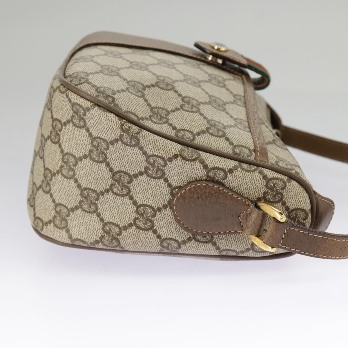 GUCCI GG Supreme Web Sherry Line Shoulder Bag PVC Beige 89 02 032 Auth 98837