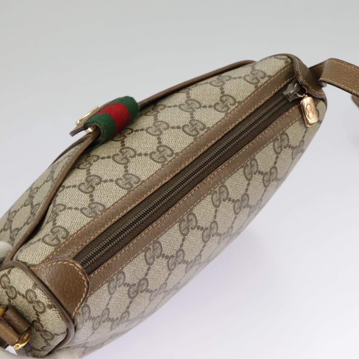 GUCCI GG Supreme Web Sherry Line Shoulder Bag PVC Beige 89 02 032 Auth 98837