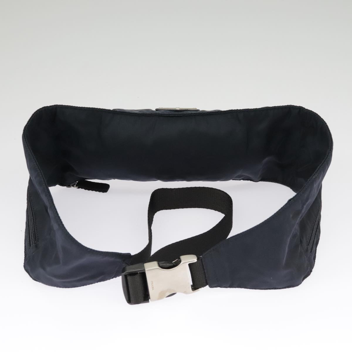 PRADA Waist bag Nylon Navy Silver Auth 98840