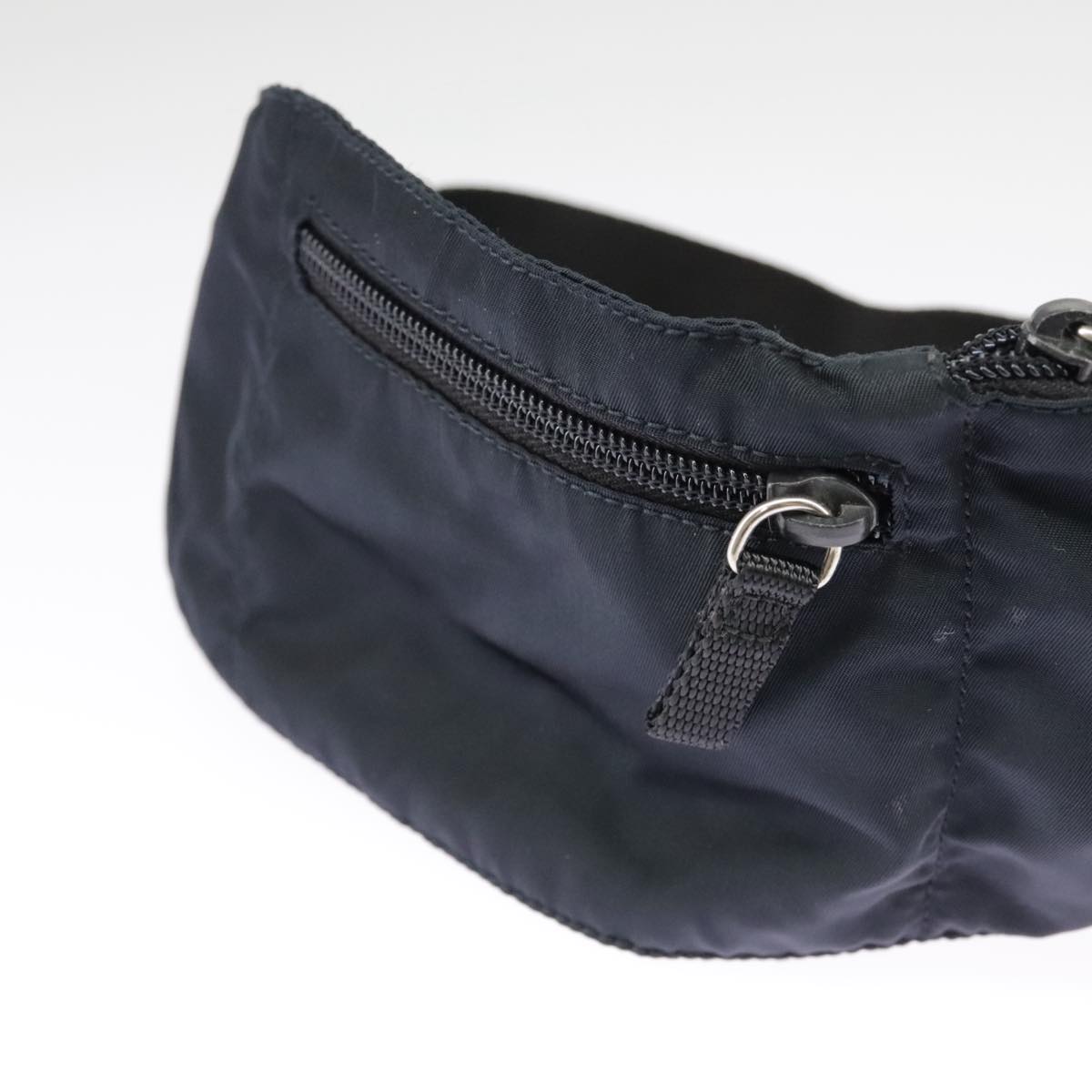 PRADA Waist bag Nylon Navy Silver Auth 98840