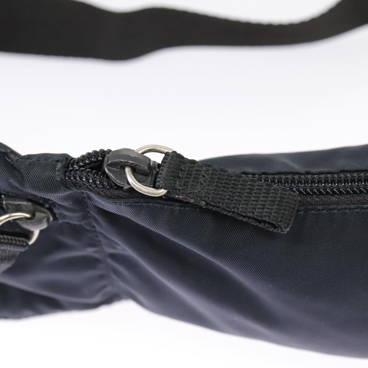 PRADA Waist bag Nylon Navy Silver Auth 98840