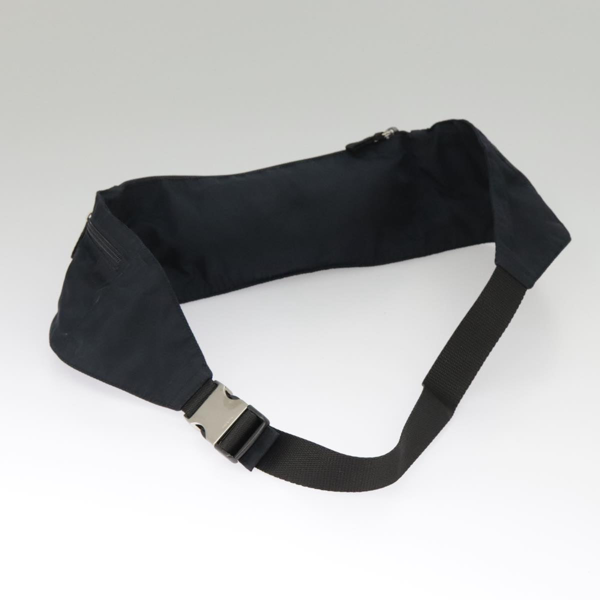 PRADA Waist bag Nylon Navy Silver Auth 98840