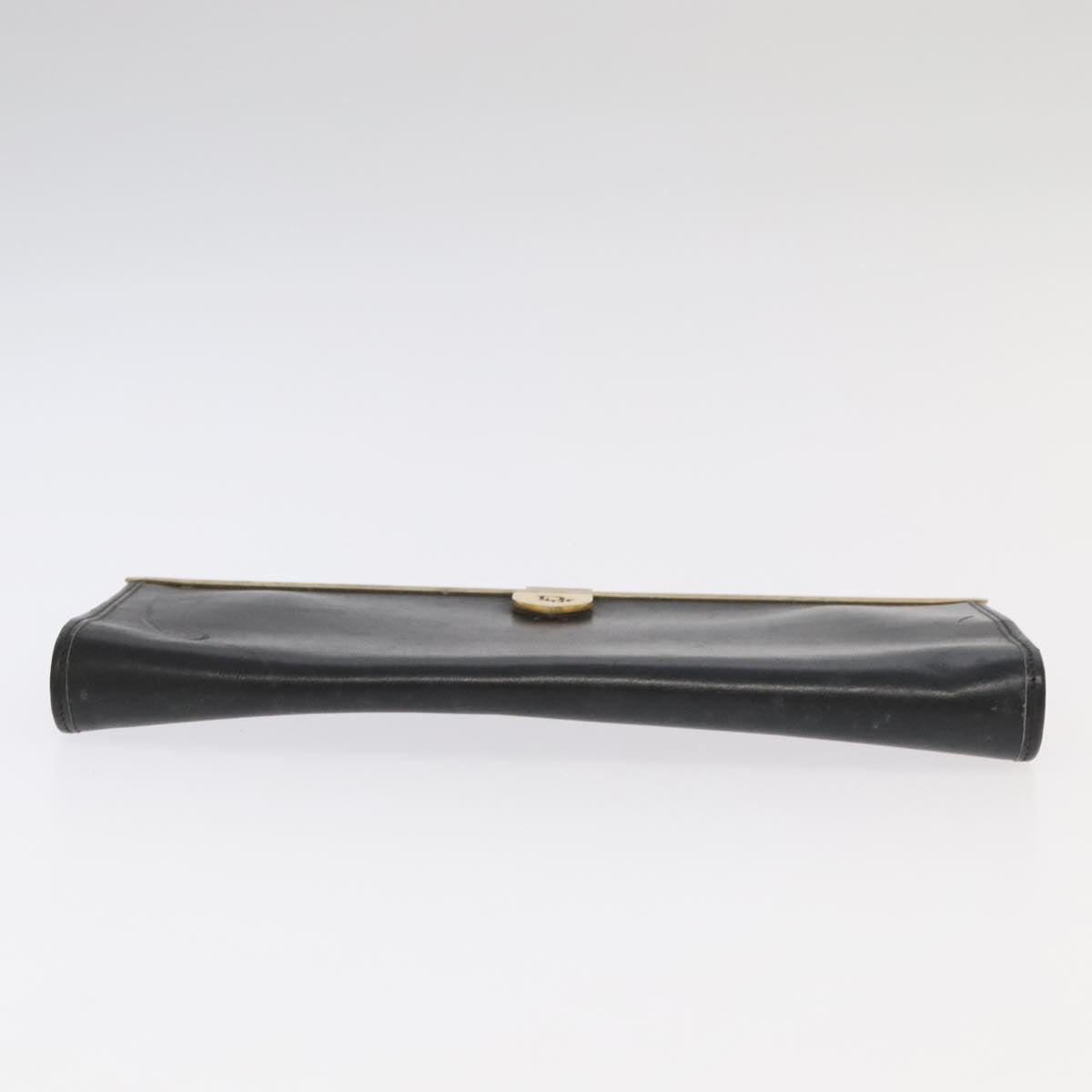 Christian Dior Clutch Bag Leather Black Gold Auth 98851