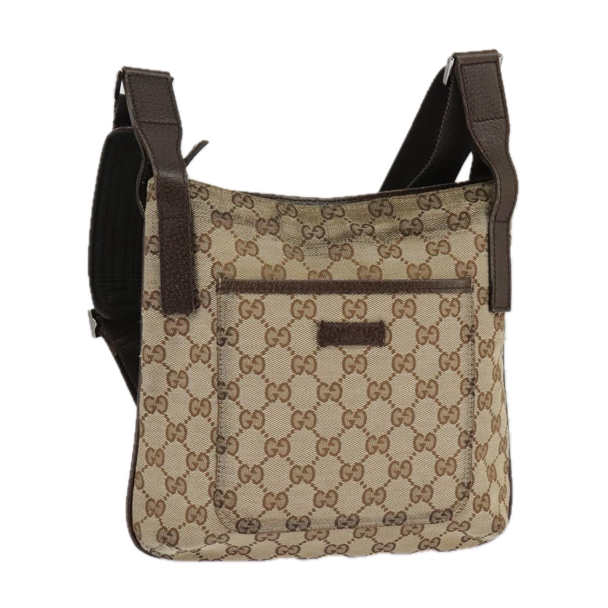 GUCCI GG Canvas Shoulder Bag Beige 122793 Auth 98853