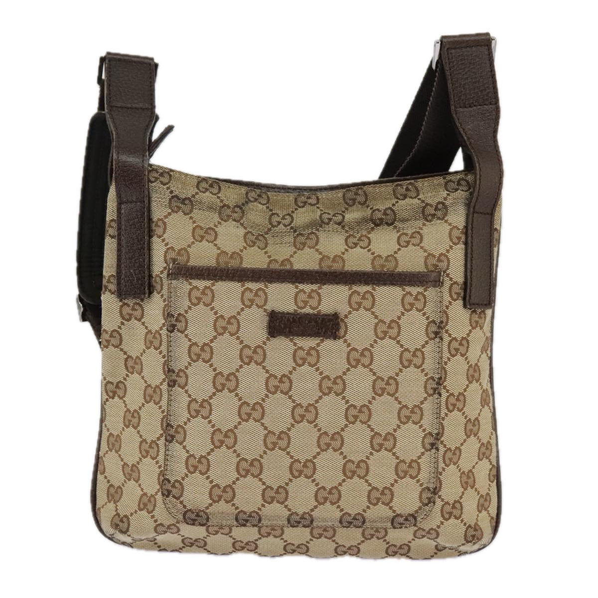 GUCCI GG Canvas Shoulder Bag Beige 122793 Auth 98853