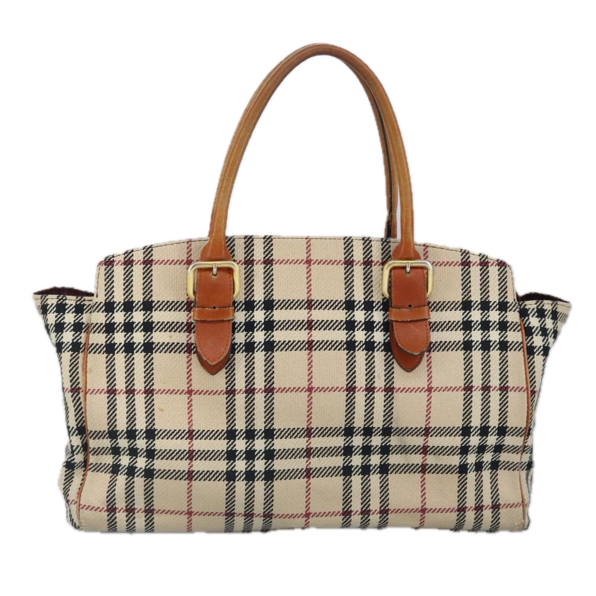 BURBERRY Nova Check Tote Bag Canvas Beige Gold Auth 98863 - 0