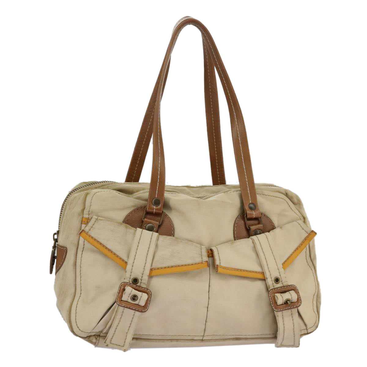 Miu Miu Shoulder Bag Nylon Beige Auth 98865