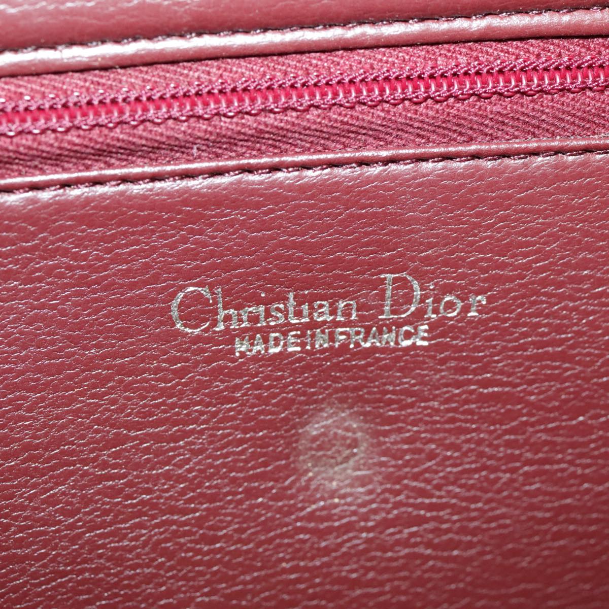 Christian Dior Shoulder Bag Leather Gold Red Auth 98869