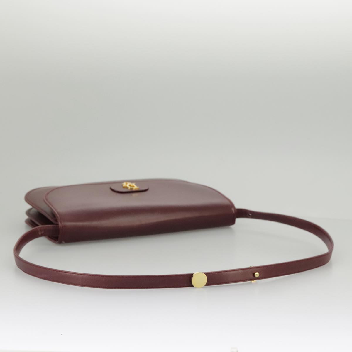 Christian Dior Shoulder Bag Leather Gold Red Auth 98869