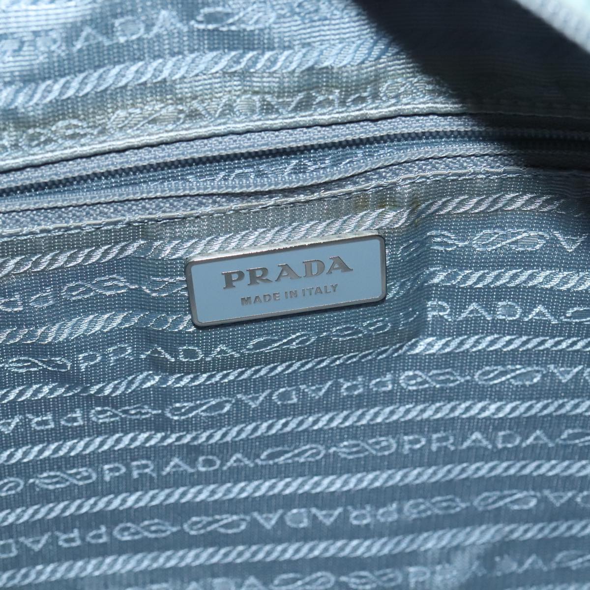 PRADA Shoulder Bag Nylon Light Blue Silver Auth 98873