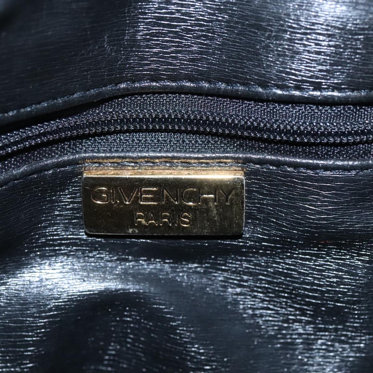 GIVENCHY Chain Shoulder Bag Leather Black Gold Auth 98879