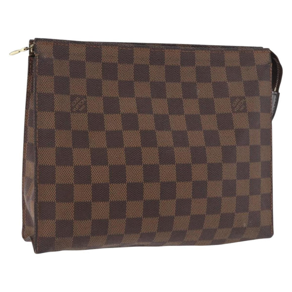 LOUIS VUITTON Damier Ebene Poche Toilette 26 Etui N47543 LV Auth 98899