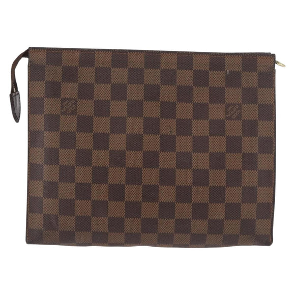 LOUIS VUITTON Damier Ebene Poche Toilette 26 Etui N47543 LV Auth 98899