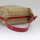 BURBERRY Nova Check Shoulder Bag Canvas Leather Beige Gold Red Auth 98900-10