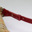 BURBERRY Nova Check Shoulder Bag Canvas Leather Beige Gold Red Auth 98900-15