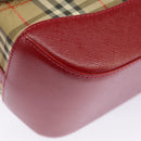 BURBERRY Nova Check Shoulder Bag Canvas Leather Beige Gold Red Auth 98900-16