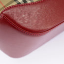BURBERRY Nova Check Shoulder Bag Canvas Leather Beige Gold Red Auth 98900-18