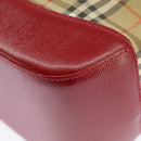 BURBERRY Nova Check Shoulder Bag Canvas Leather Beige Gold Red Auth 98900-19
