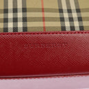 BURBERRY Nova Check Shoulder Bag Canvas Leather Beige Gold Red Auth 98900-20