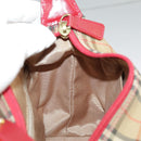 BURBERRY Nova Check Shoulder Bag Canvas Leather Beige Gold Red Auth 98900-22