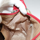 BURBERRY Nova Check Shoulder Bag Canvas Leather Beige Gold Red Auth 98900-23